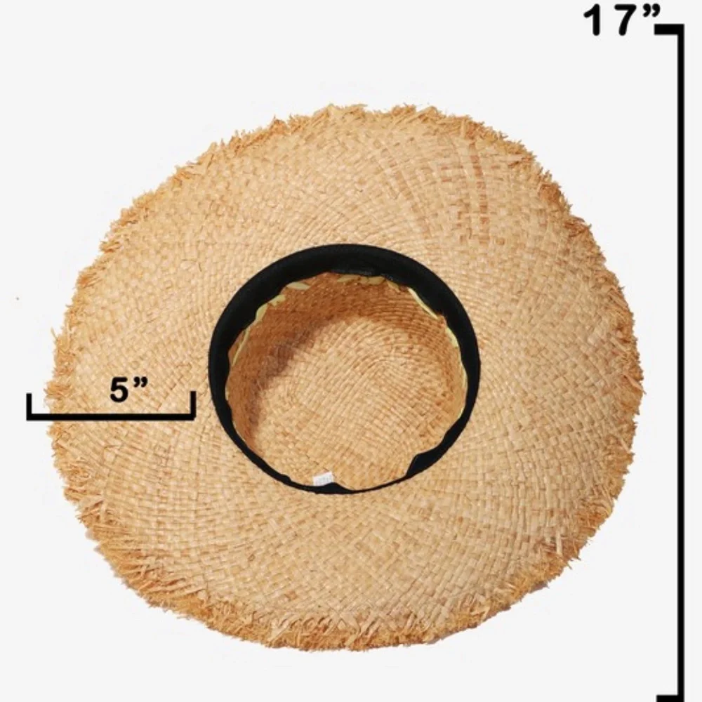 SOLD OUT Natural Raffia Weave Women's Beach Vacation Summer Sun Hat - Picture 3 of 3